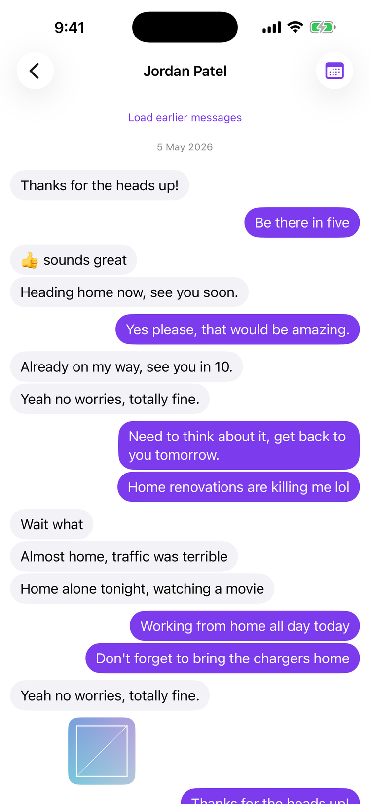 Message Keeper thread view on iPhone showing an archived conversation
